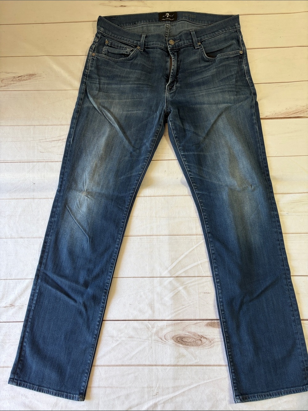 7 For All Mankind Men’s Blue Denim Jeans - Picture 2 of 9